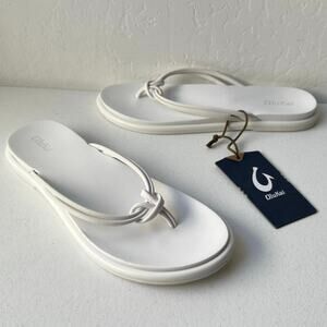 Olukai Aka Flip Flop Sandals Size 9 White Comfy Summer Resortwear Minimalist NEW